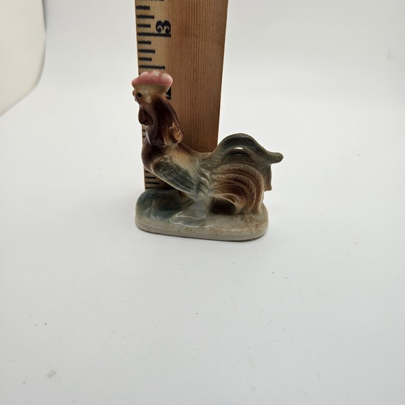 Vintage Japan Rooster Figurine Mid Century Ceramic Farmhouse Chicken Decor - Picture 6 of 7